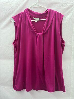 Dana Buchman Women's XL Fuchsia Draped V-Neck Sleeveless Office/Causal Blouse